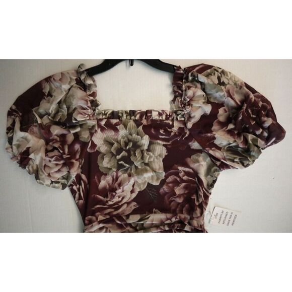 Mia Joy x Joyfolie Women's Sz Small Plum Purple Floral Alyssa Ruched Dress - Picture 12 of 13